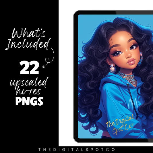 This product features the Hyper-Realistic Black Chibi Girls PNG Bundle.