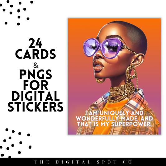 This product features the Unapologetically Me Affirmation Cards and PNG Images