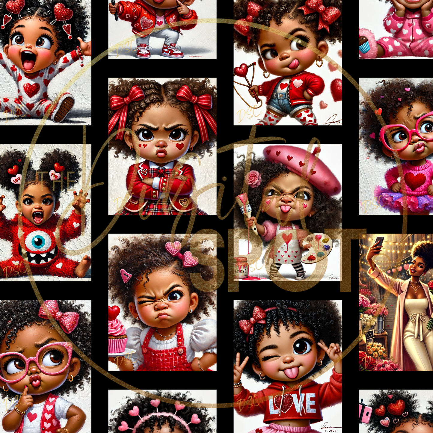 Sassy Valentine's Day Girls - 16 Dall-E AI Art Prompts - Use with Any AI Generator