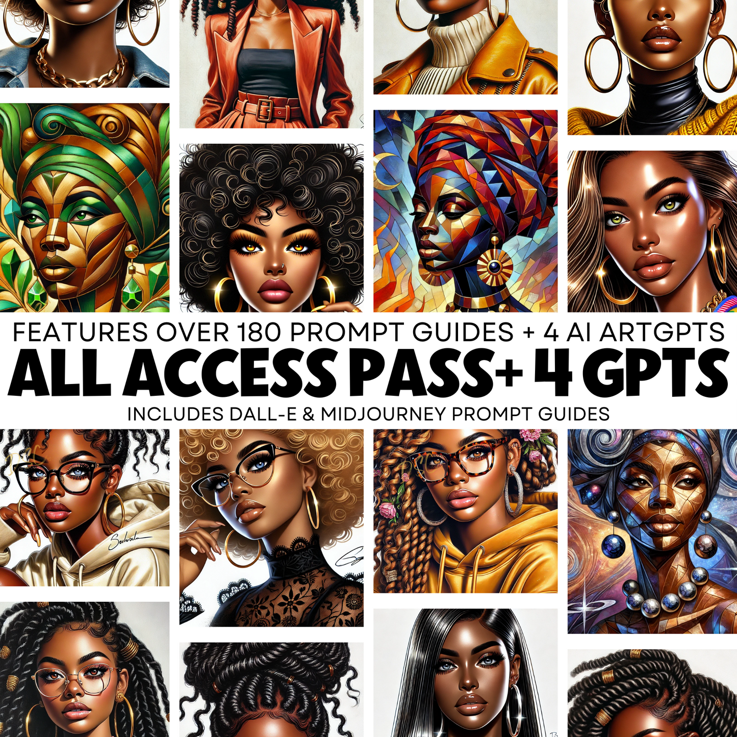 This product includes over 180 prompt guides and 4 ai art gpts.