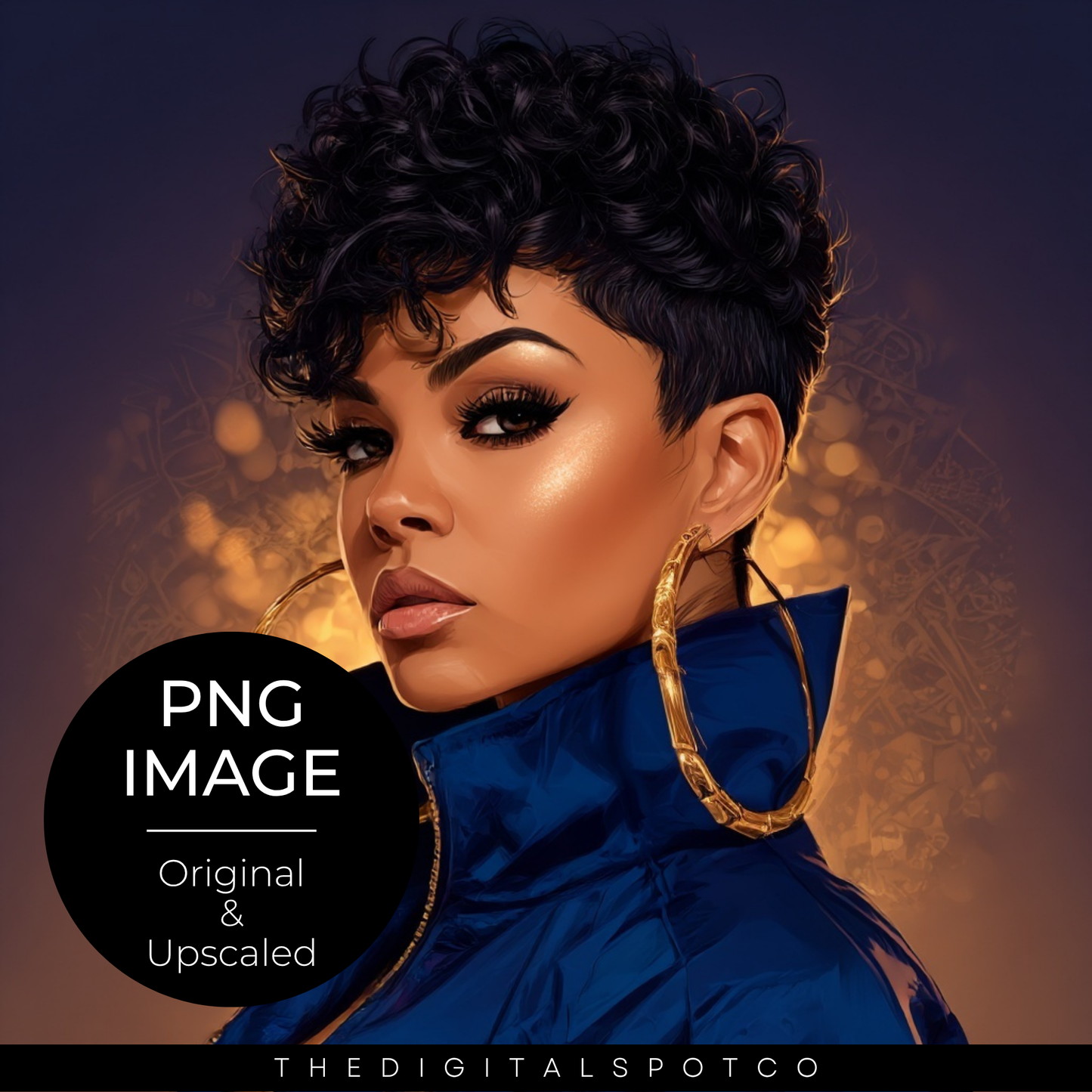 THIS PRODUCT FEATURES A BEAUTIFUL BLACK WOMAN ROCKING A PIXIE CUT PNG IMAGE