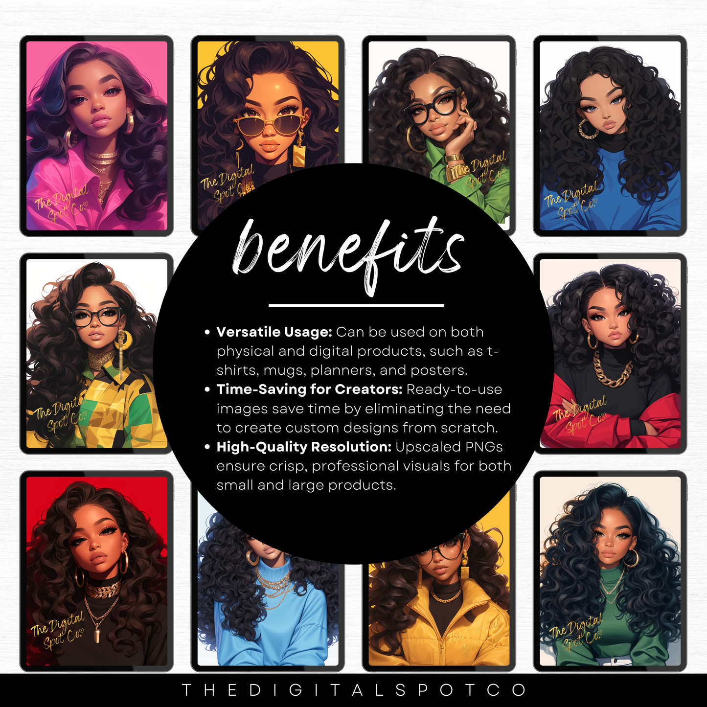 This product features the Hyper-Realistic Black Chibi Girls PNG Bundle.