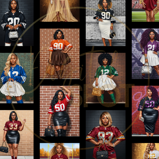 THIS PRODUCT FEATURES 16 PROMPTS TO CREATE BLACK WOMEN FOR THE FOOTBALL SEASON