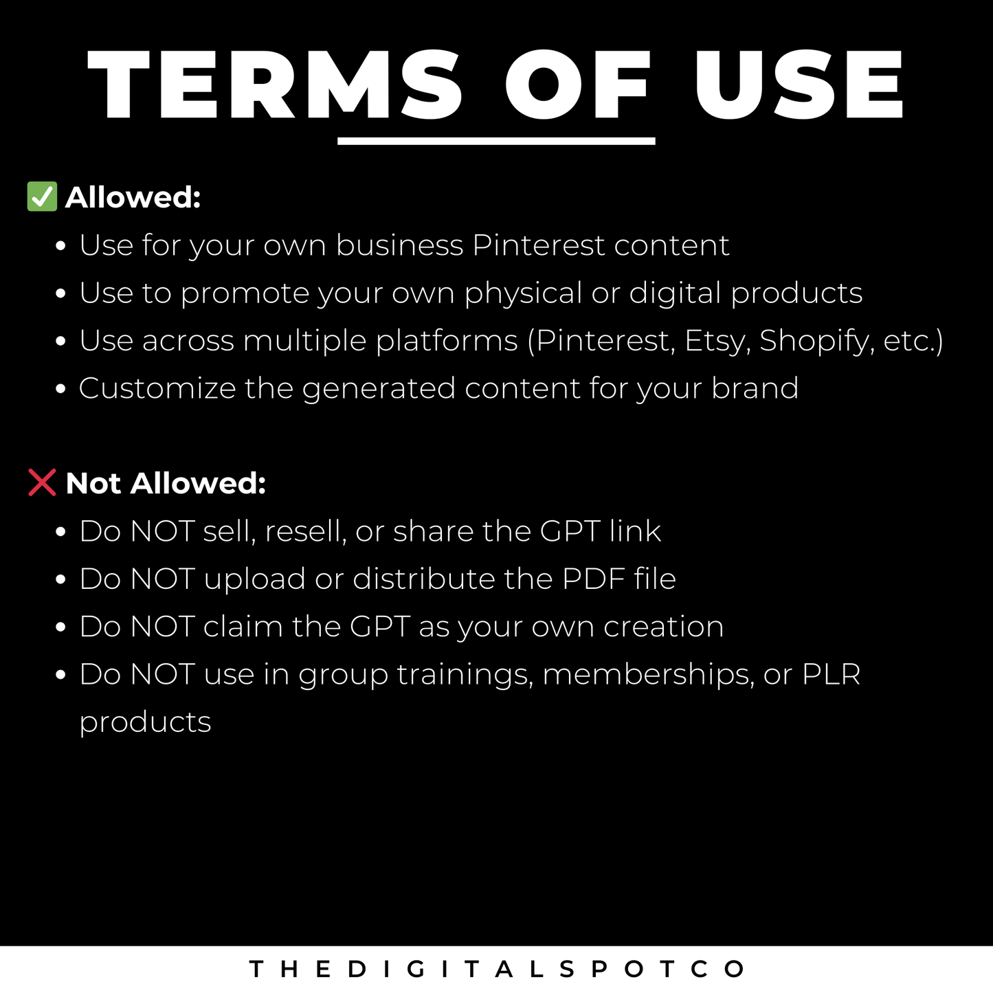 This product features a custom GPT that is used with ChatGPT. It is used to create pin titles, descriptions, board names, and more.