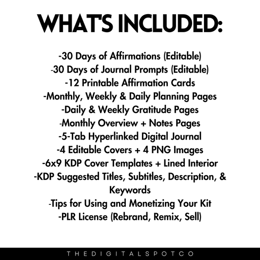 This product includes the DigiSpot Box Volume 2, PLR Journal Kit for Digital Product Sellers