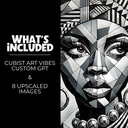 This product includes the Cubist Art Generator + Black Woman Digital Art