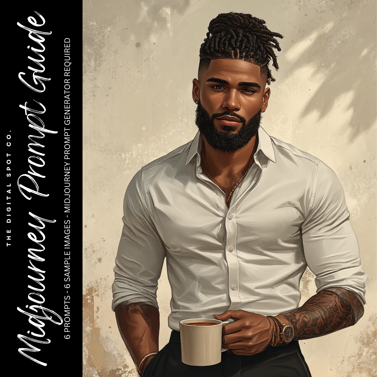 This product features the Where Da Men At Midjourney Prompt Guide