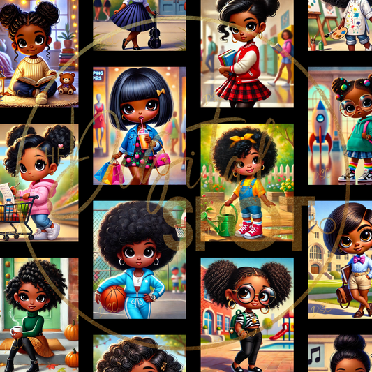 34 Dall-E AI Art Prompts & 34 PNG Images - Cartoon Girly Vibes