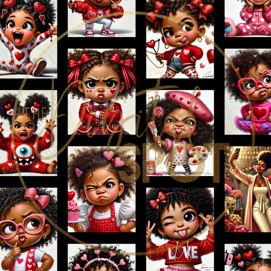 Sassy Valentine's Day Girls - 16 Dall-E AI Art Prompts - Use with Any AI Generator