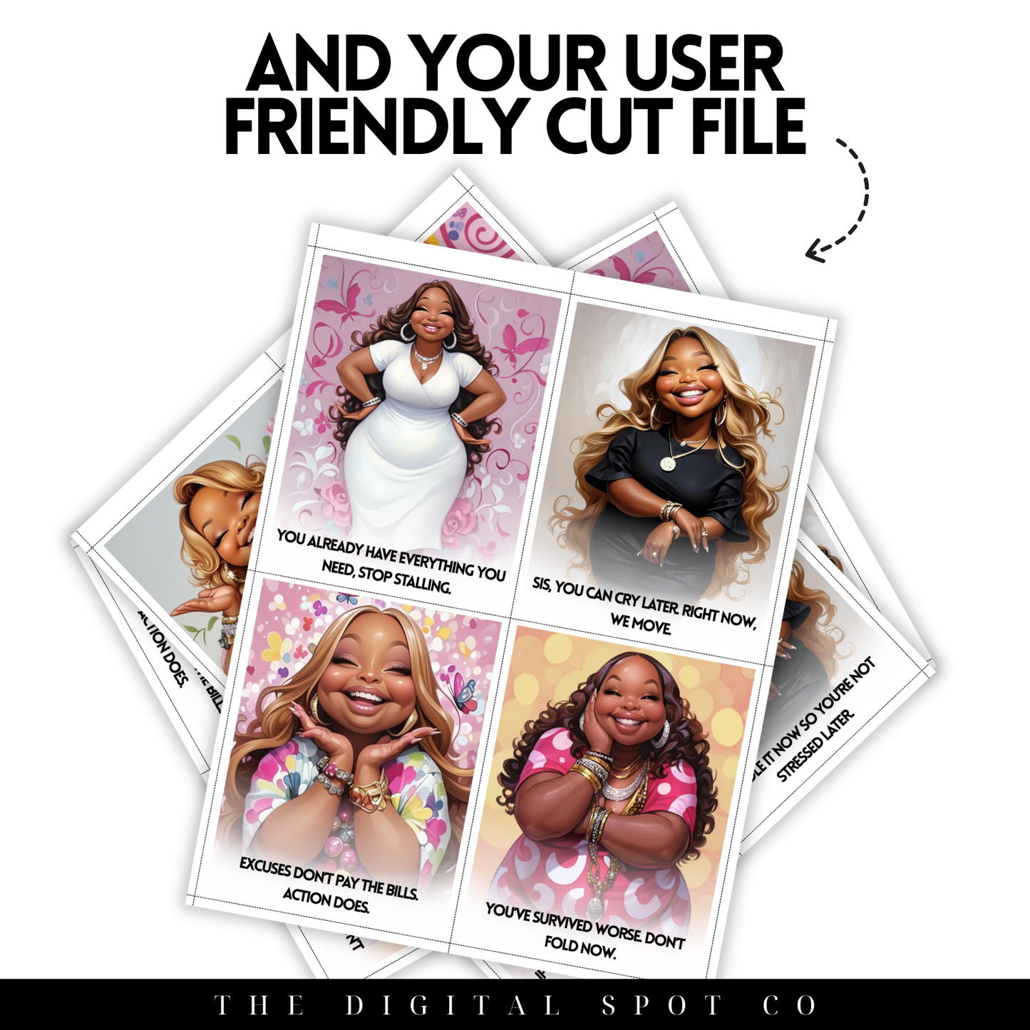 This product features the Fix Ya Face Affirmation Cards and PNG Images