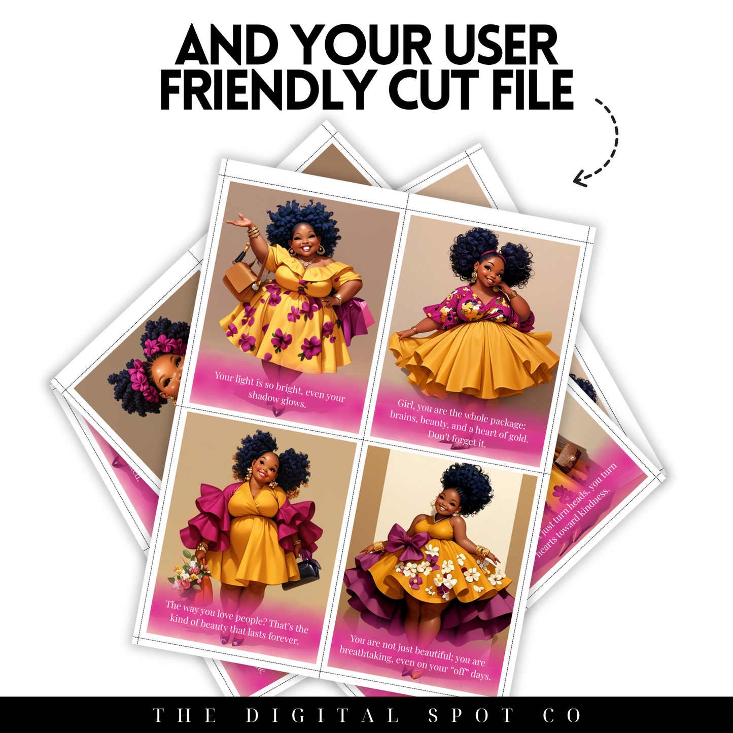 This product includes Printable Affirmation Cards Plus Images featuring Plus Size Energy