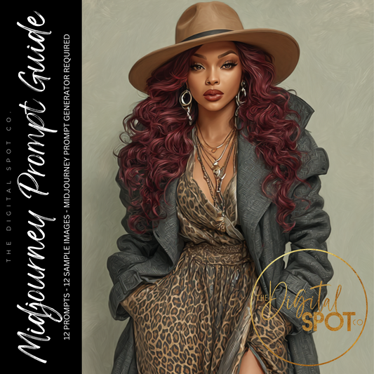 Midjourney Prompt Guide – 12 AI Art Prompts of Beautiful Black Redheaded Women in Fall Fashion
