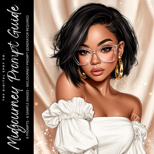 This product includes the Off Shoulder Pose MidJourney Prompt Guide