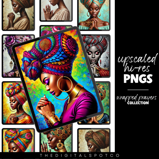 This product features the Praying Black Woman PNG Bundle