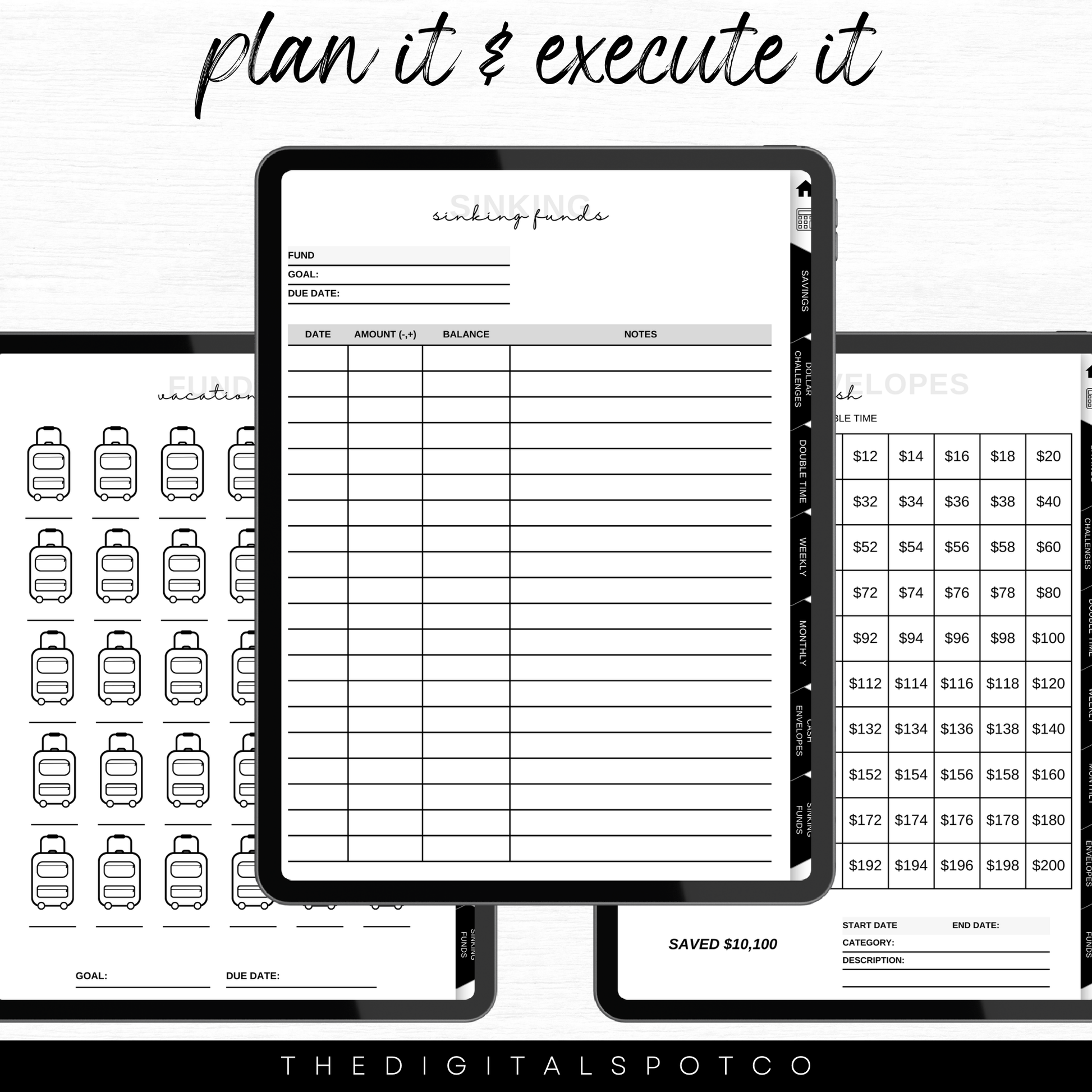 This product features the digital savings challenges journal compatible with GoodNotes.