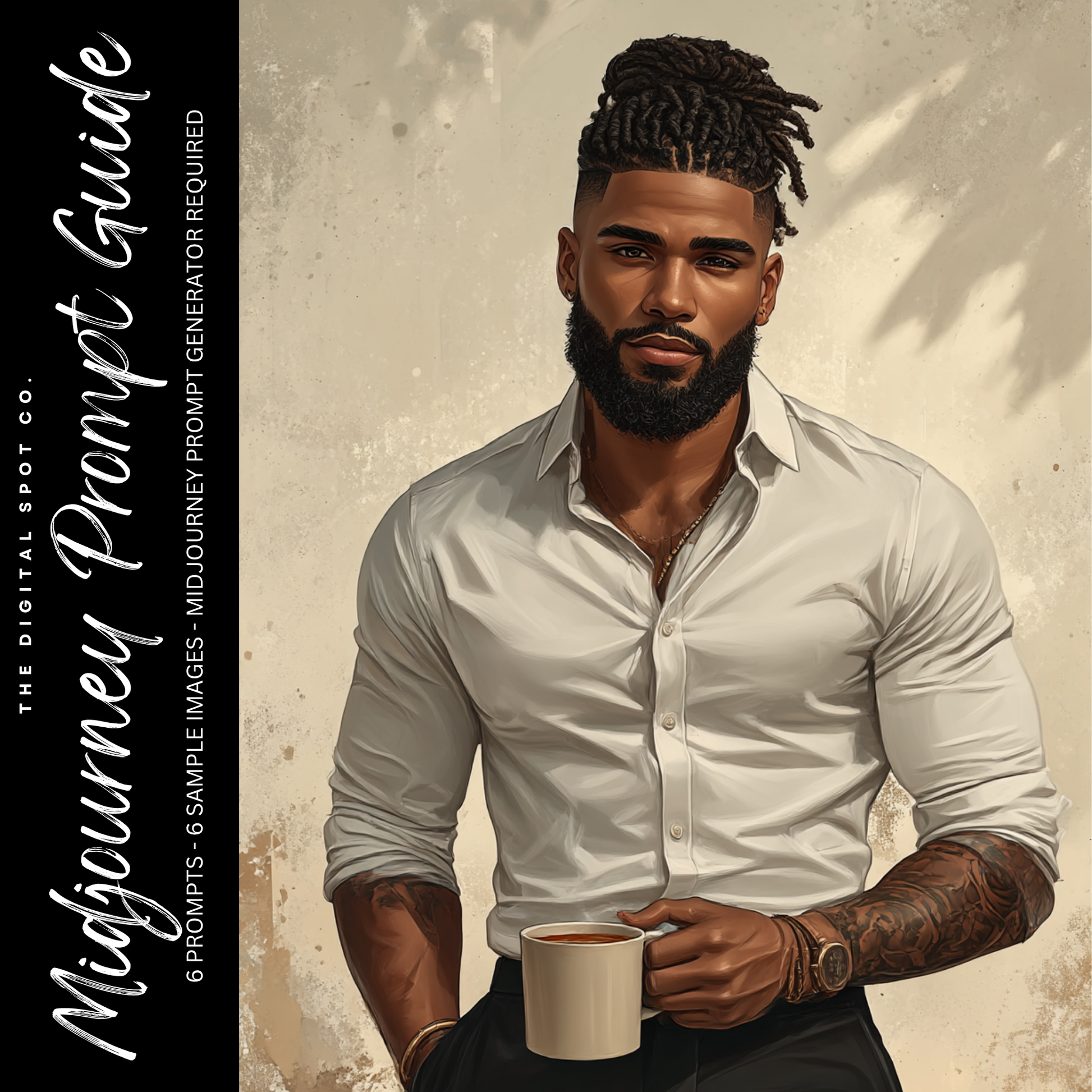This product features the Where Da Men At Midjourney Prompt Guide